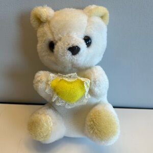 Adorable White Teddy Bear with Yellow Heart